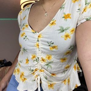 Yellow floral blouse